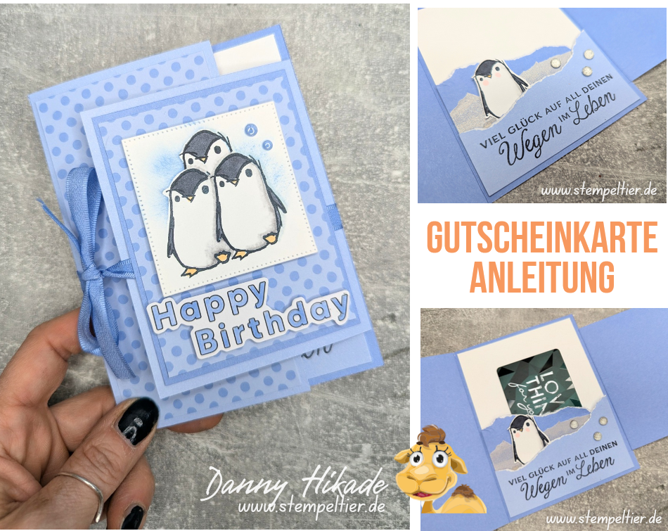 stampin up tierisch lieb pinguin gutscheinkarte anleitung stempeltier