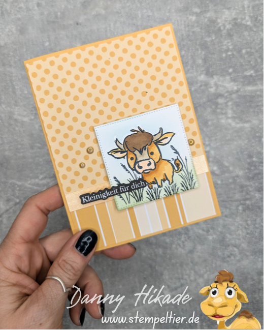 stampinup tierisch lieb spiegeltechnik anleitung kuh rind goldbraun