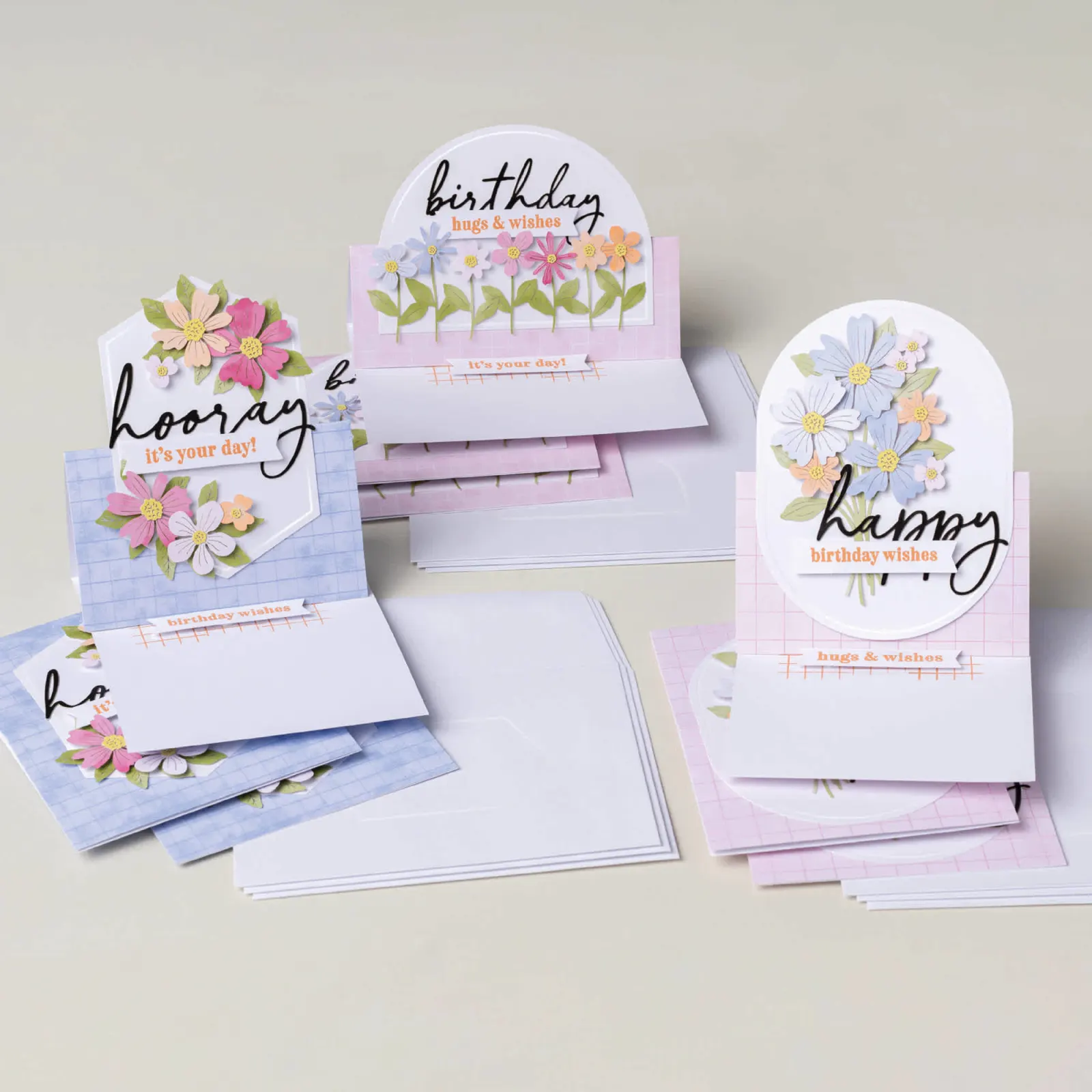 stampin up hooray for birthdays geburtstagskarten funfold easel aufstellkarte