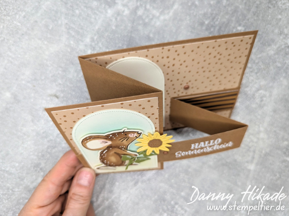 sonnenblumen fun fold karte anleitung mit maus herbst karten basteln stempeltier