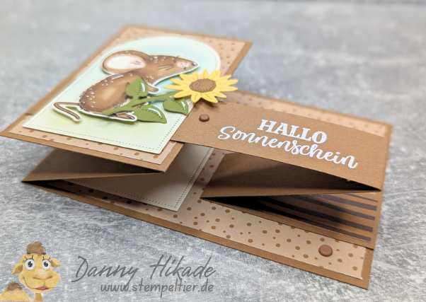 sonnenblumen fun fold karte anleitung mit maus herbst karten basteln stempeltier