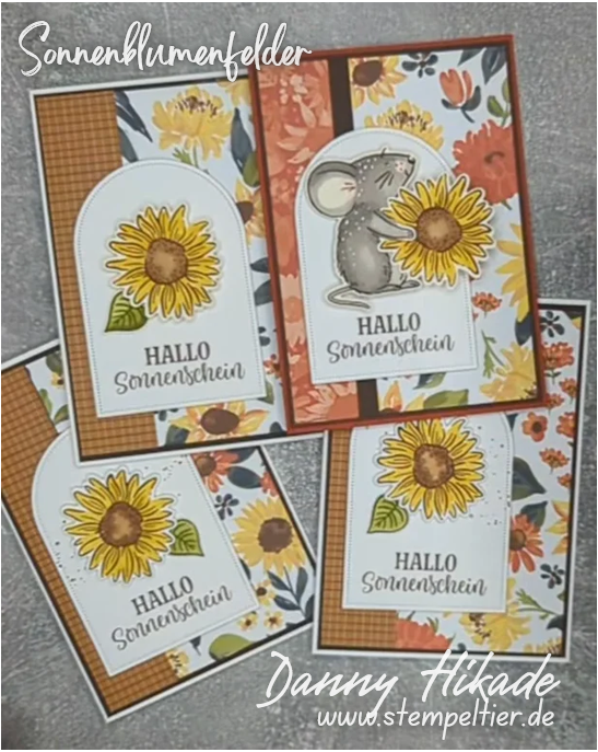 stampinup sonnenblumenfelder maus karte Herbst stempeltier