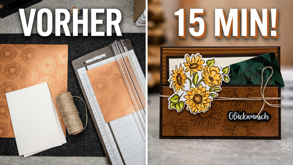 gutschein in unter 15 minuten verpackung stempeltier sonnenblume